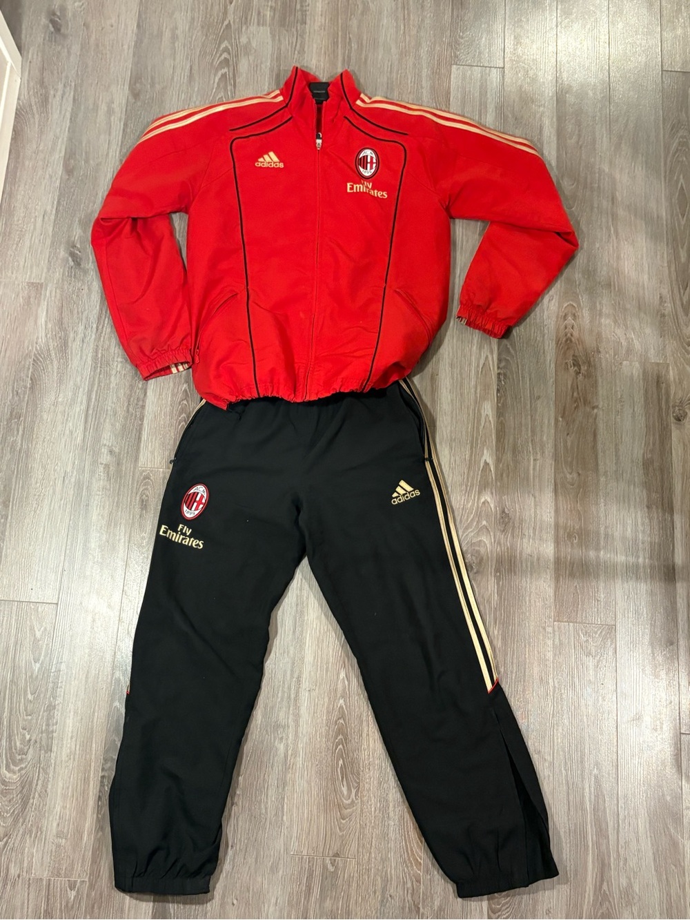 adidas Red and Black AC Milan Tracksuit Sport Coat & Pants